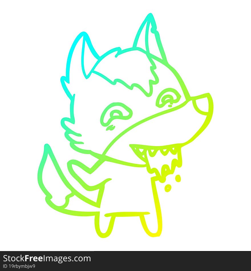 cold gradient line drawing cartoon hungry wolf