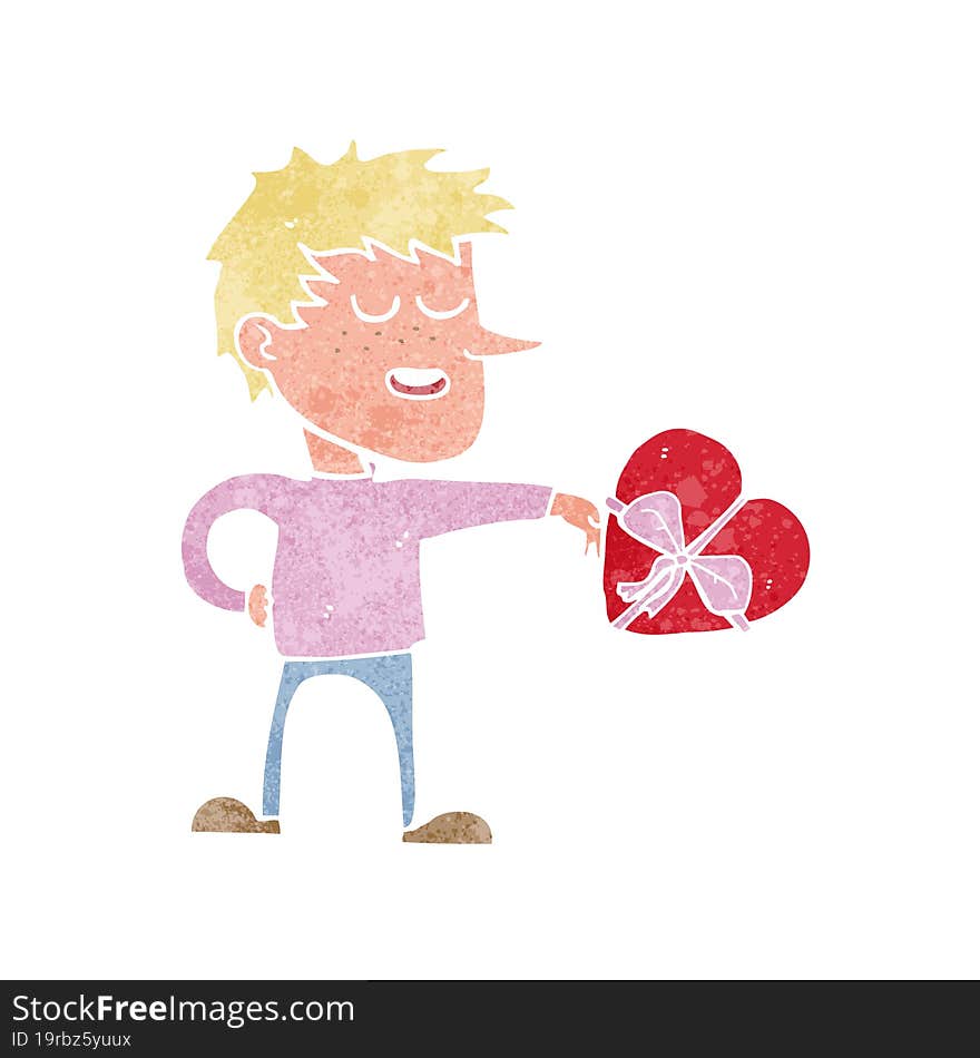 cartoon man with valentine gift