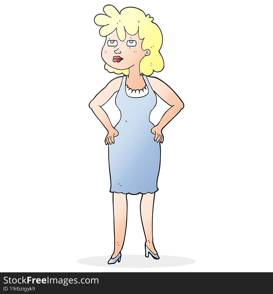 freehand drawn cartoon annoyed woman