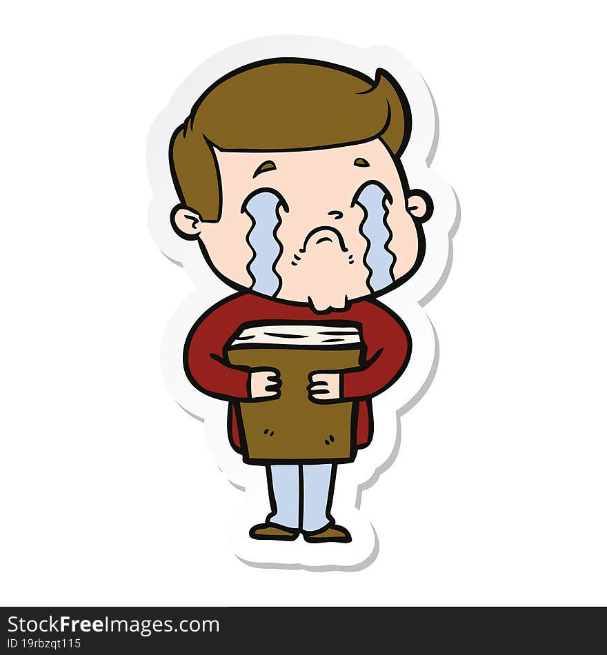 Sticker Of A Cartoon Man Crying