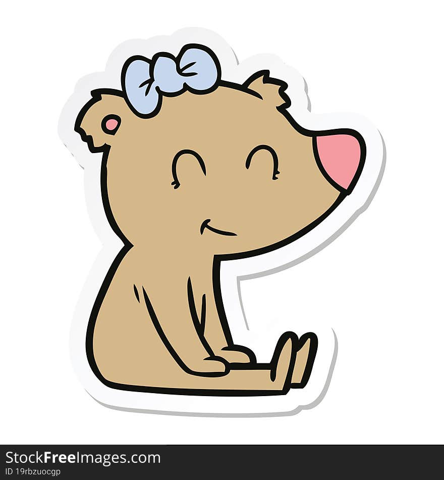 sticker of a sitting female bear cartoon