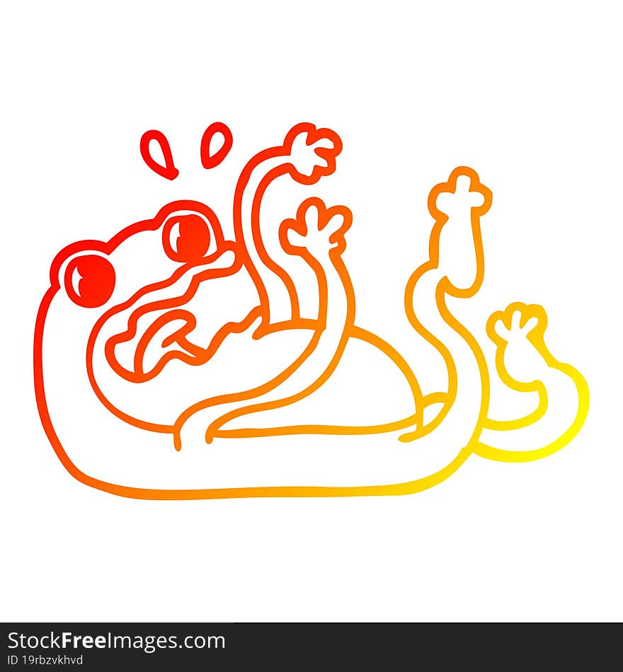 warm gradient line drawing cartoon frog