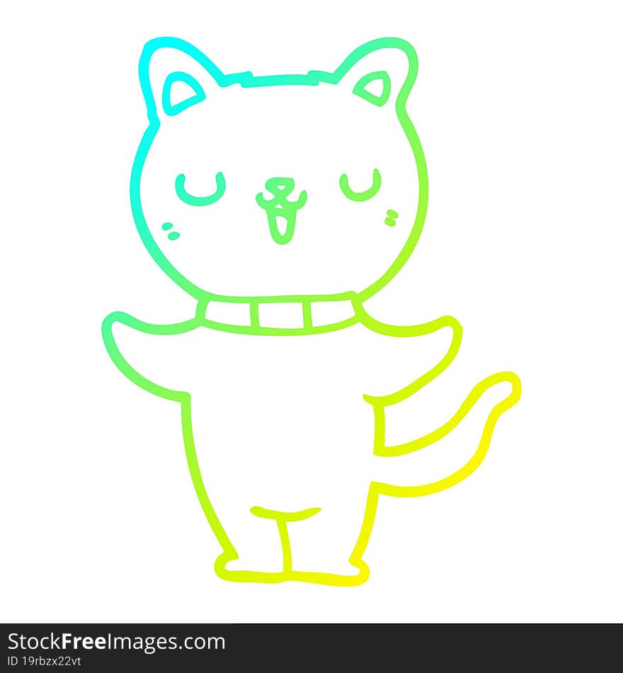 Cold Gradient Line Drawing Cartoon Cat