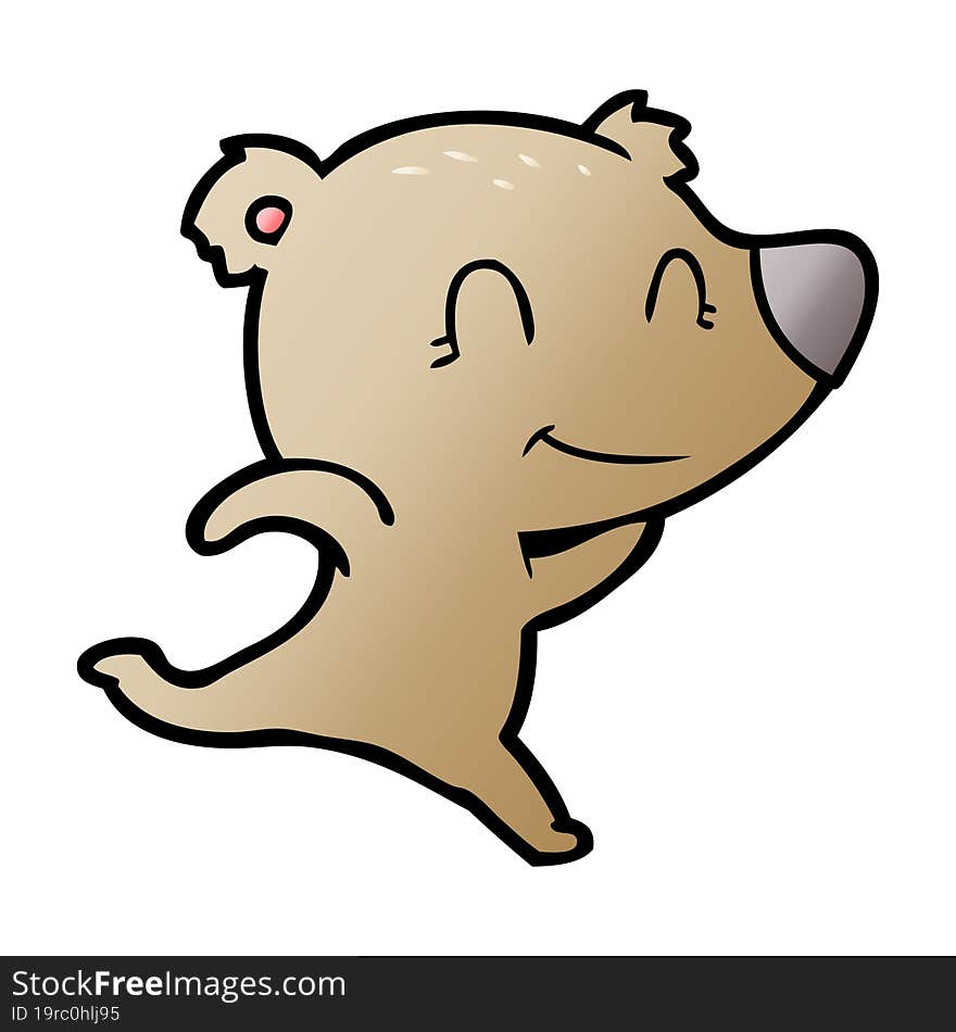 friendly bear running cartoon. friendly bear running cartoon