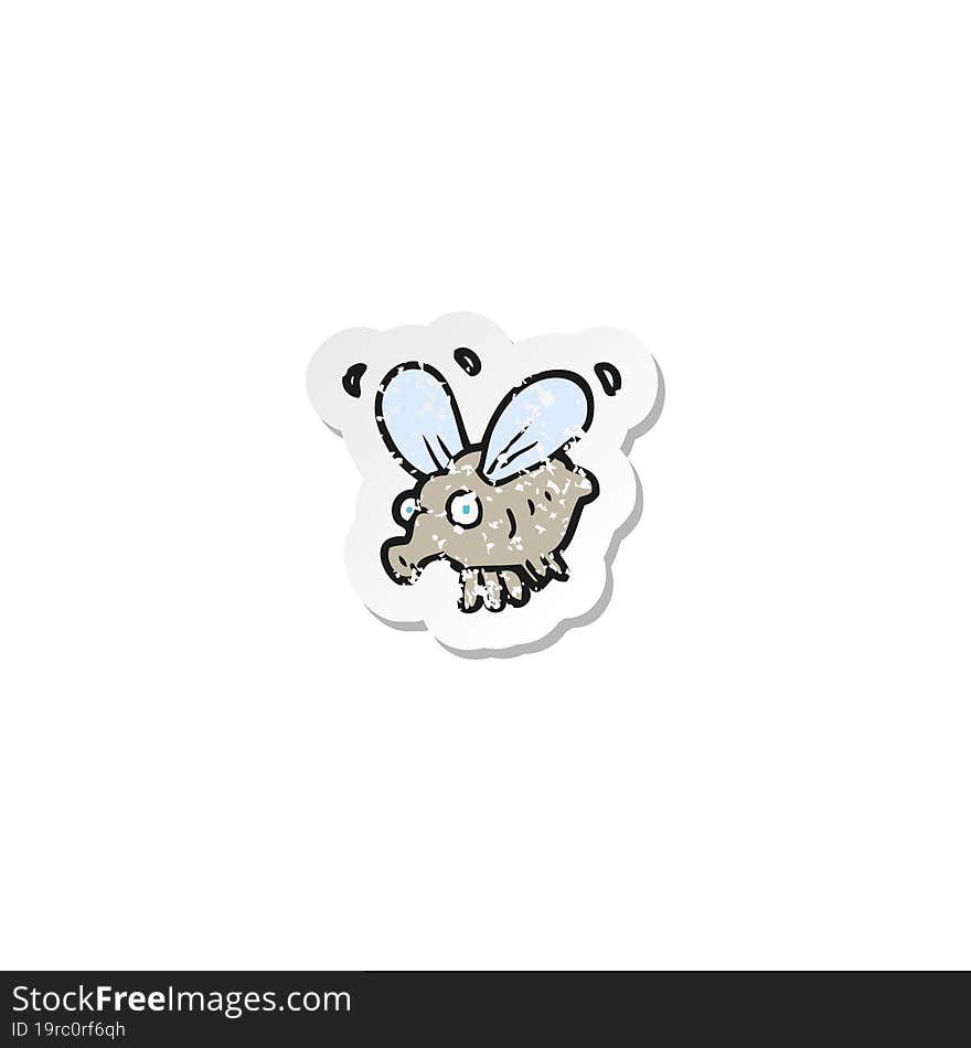 Retro Distressed Sticker Of A Cartoon Fly