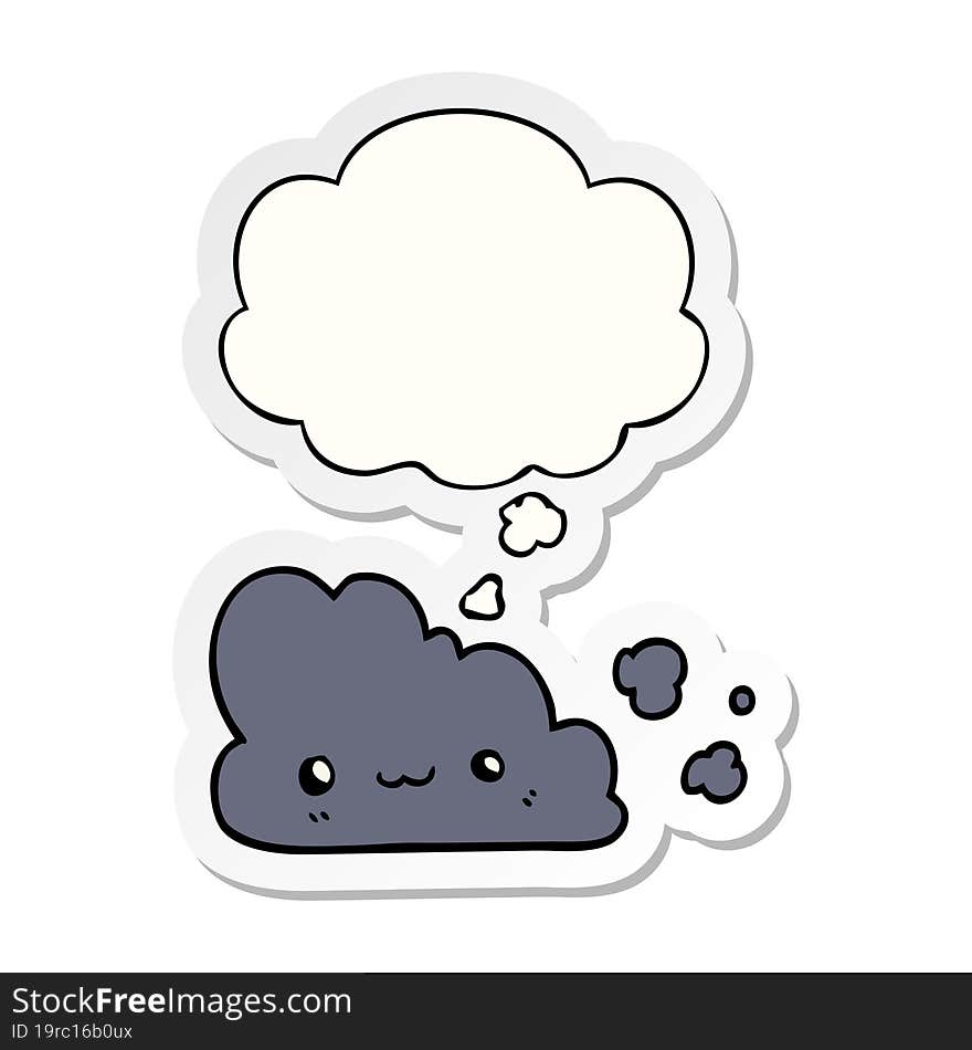 cute cartoon cloud and thought bubble as a printed sticker