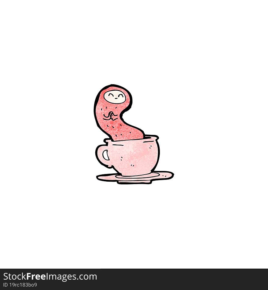 cartoon little monster in tea cup