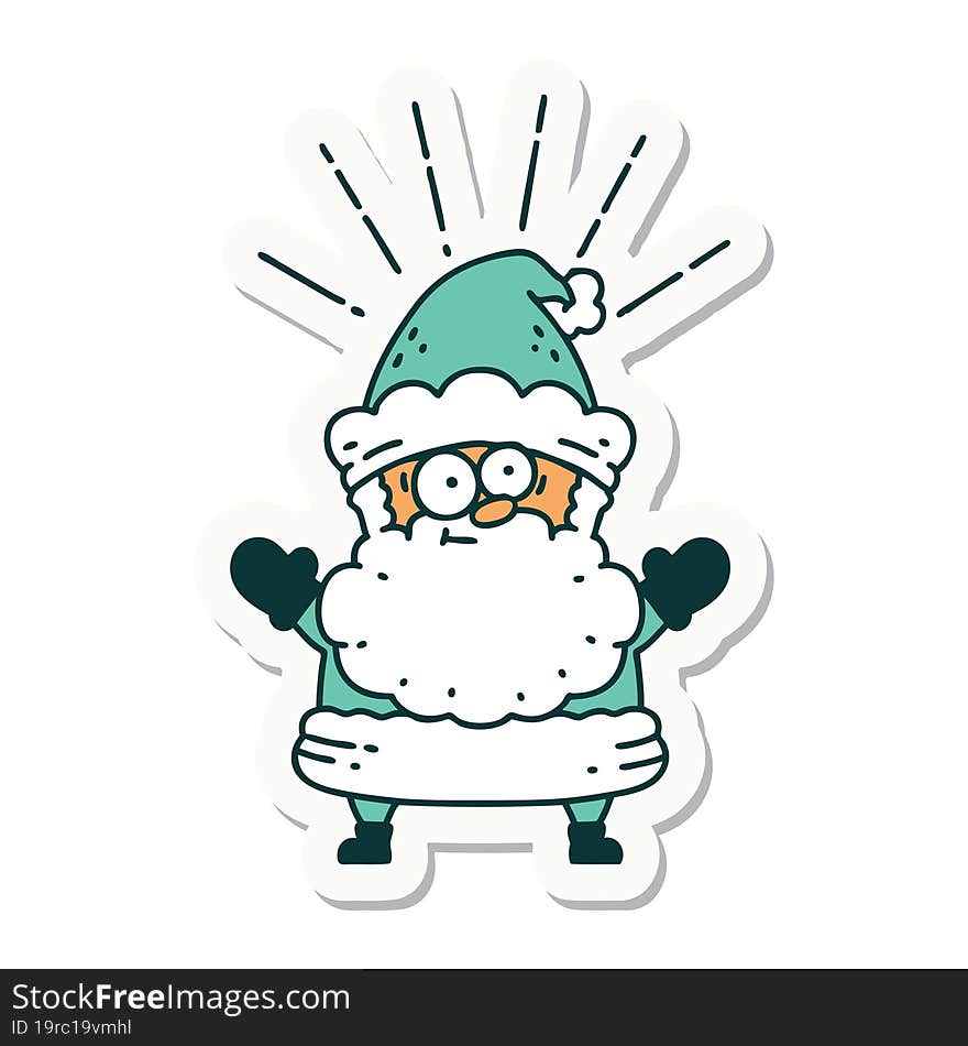 sticker of tattoo style santa claus christmas character