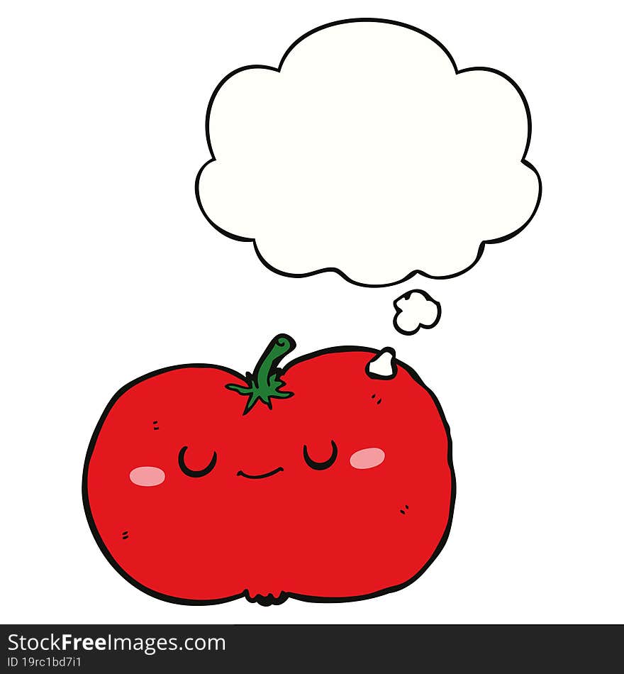 cartoon apple and thought bubble