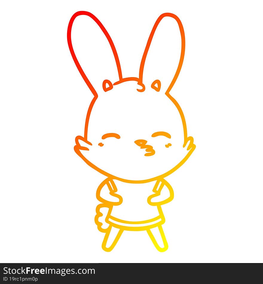 Warm Gradient Line Drawing Curious Bunny Cartoon