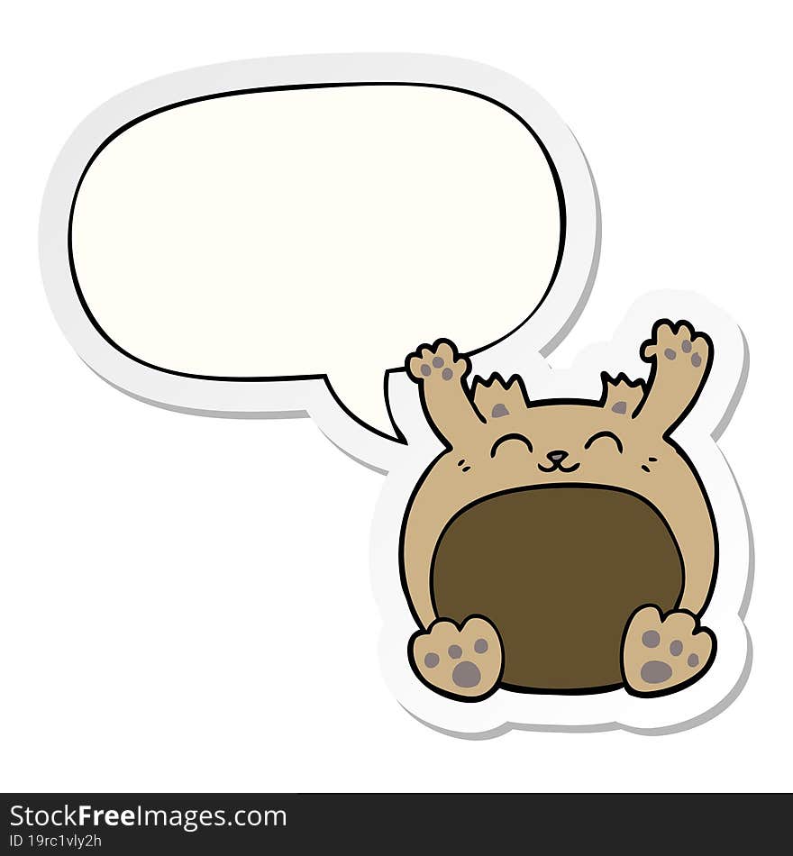 cartoon bear with speech bubble sticker. cartoon bear with speech bubble sticker