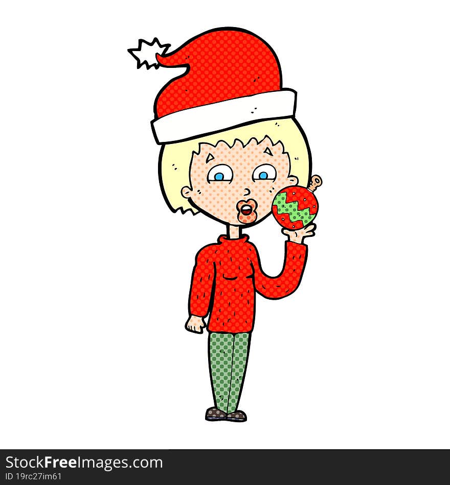 cartoon woman ready for christmas