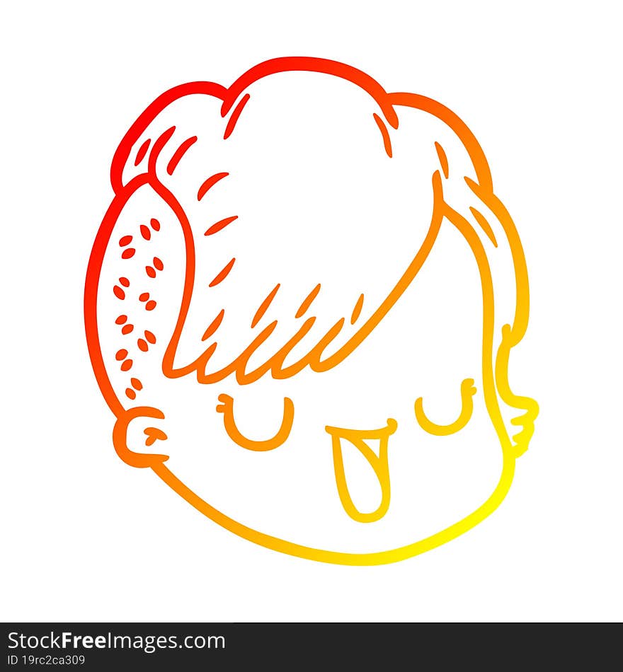 warm gradient line drawing cartoon female face