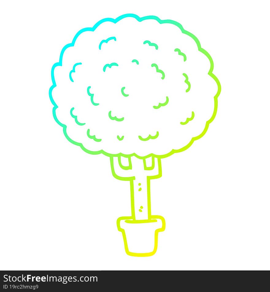 cold gradient line drawing cartoon tree