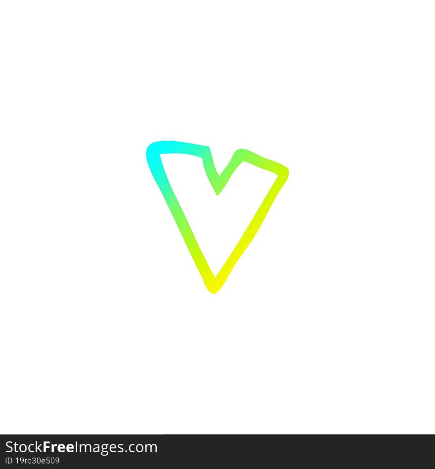 Cold Gradient Line Drawing Cartoon Letter;v