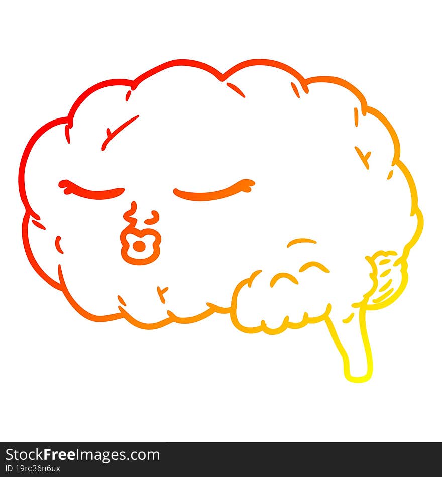 warm gradient line drawing of a cartoon brain