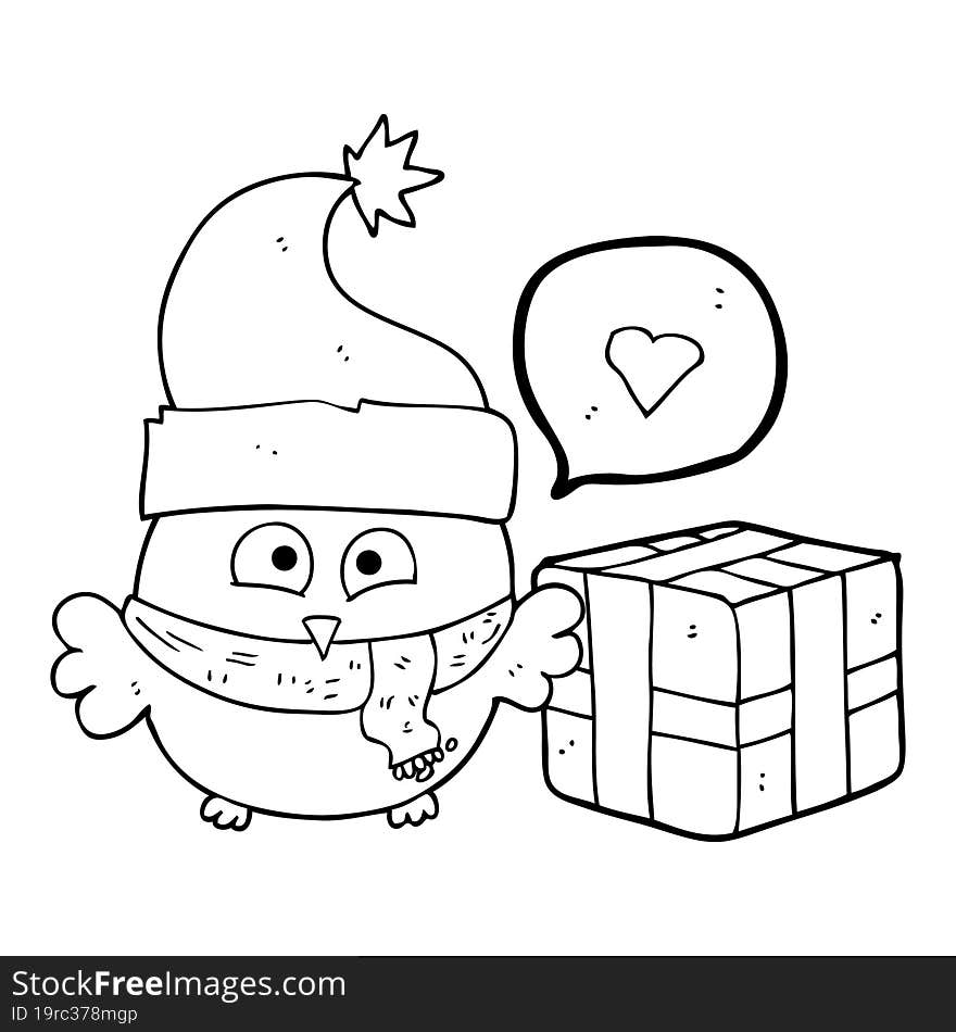 speech bubble cartoon christmas owl