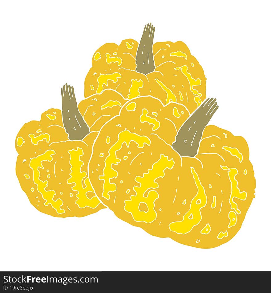 flat color illustration of a cartoon squash