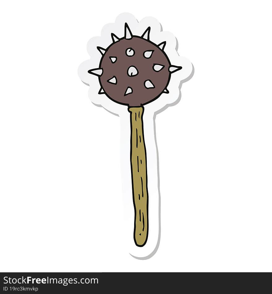 sticker of a cartoon medieval mace