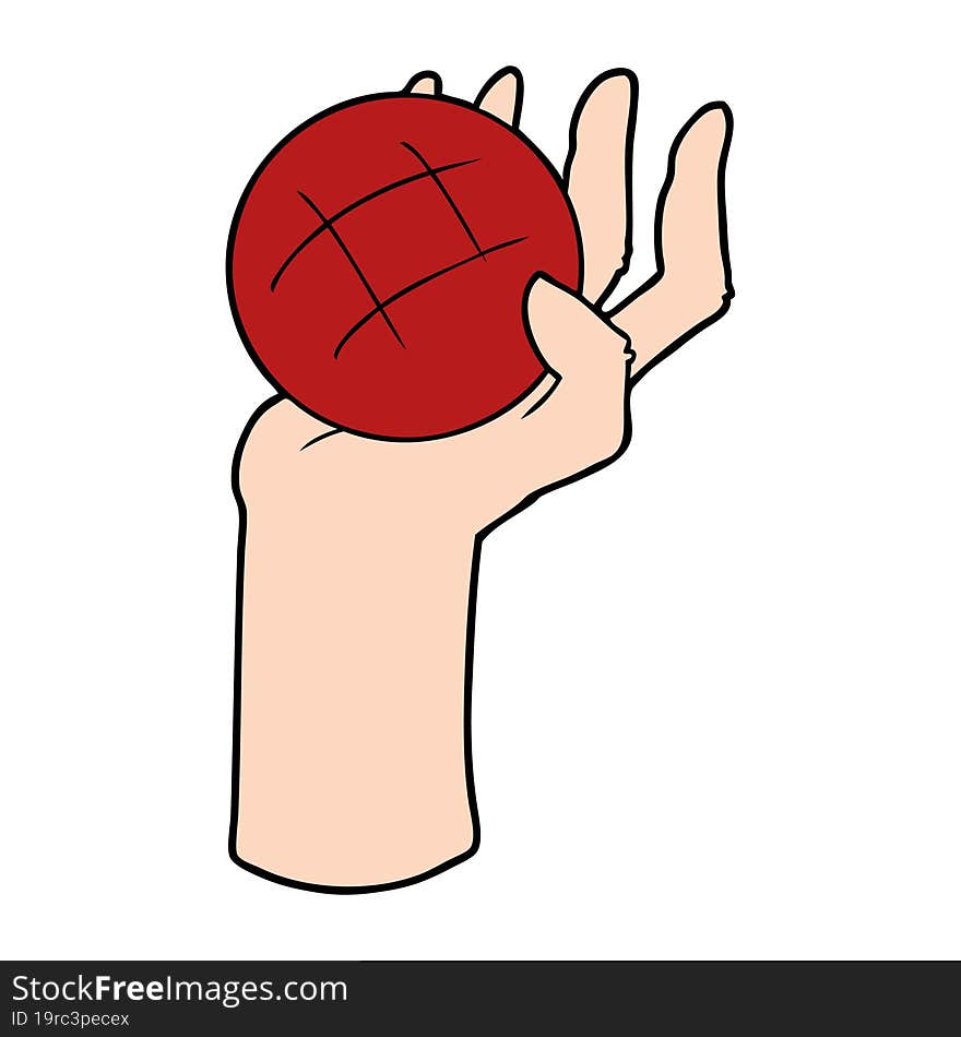 cartoon hand throwing ball. cartoon hand throwing ball