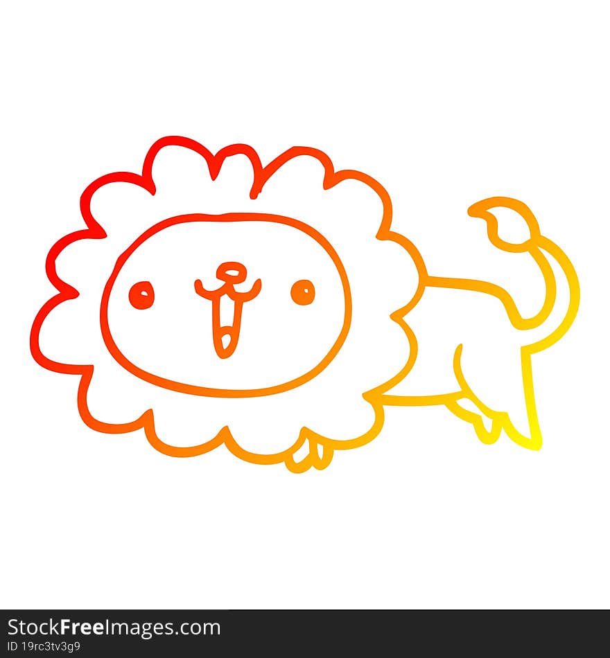 warm gradient line drawing cute cartoon lion