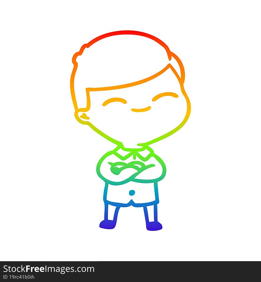 rainbow gradient line drawing cartoon smiling boy