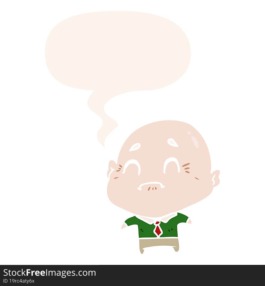 cartoon old man and speech bubble in retro style