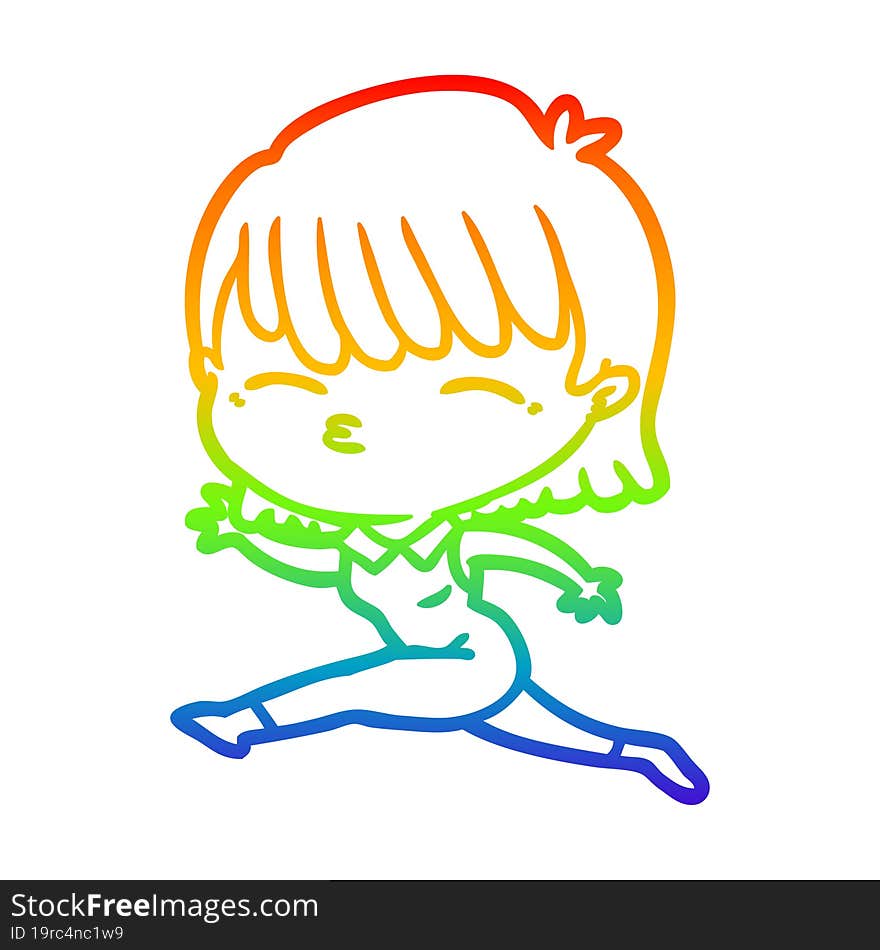 rainbow gradient line drawing of a cartoon woman