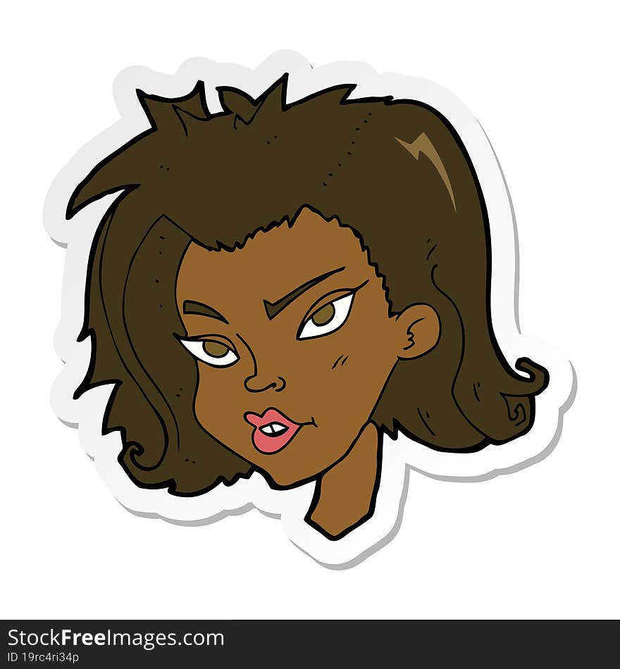 Sticker Of A Cartoon Female Face