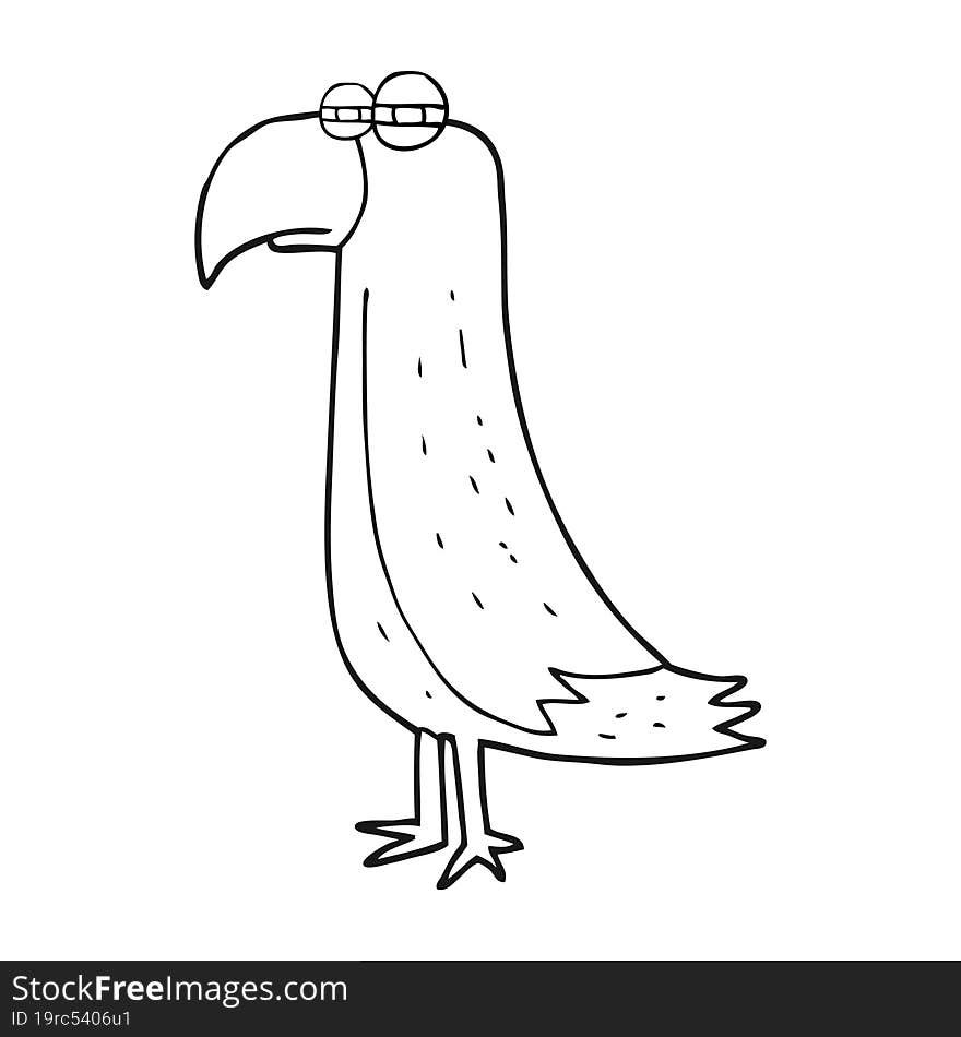 black and white cartoon parrot