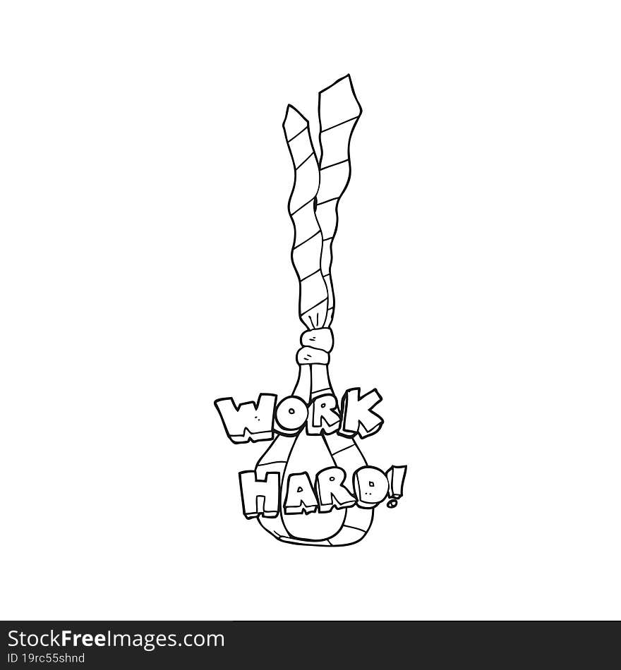 Black And White Cartoon Work Hard Symbol