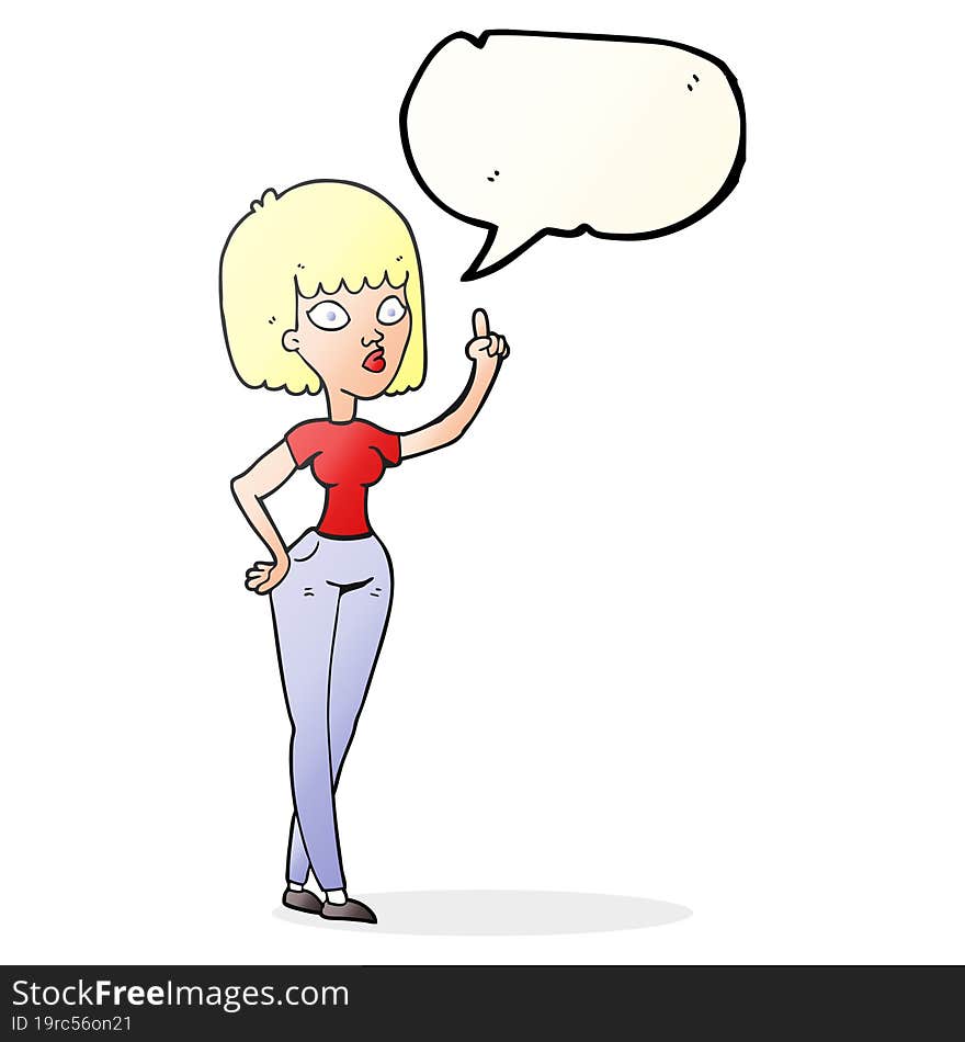 speech bubble cartoon woman with idea