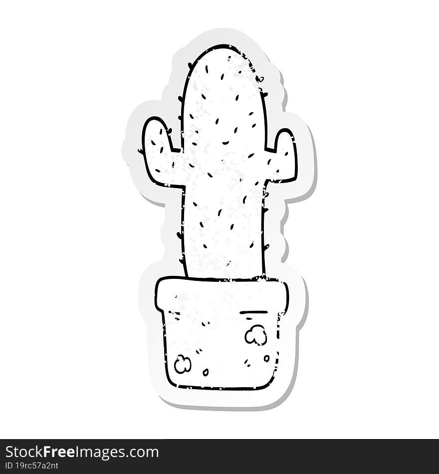 distressed sticker of a cartoon cactus