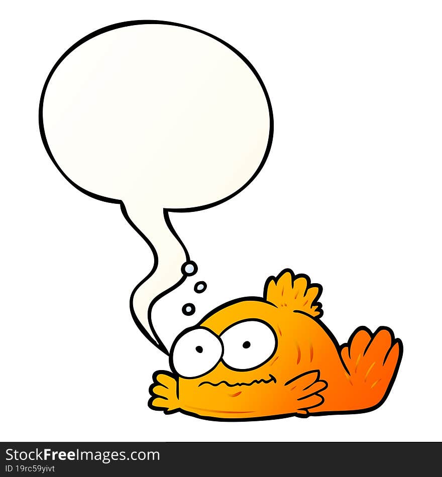 funny cartoon goldfish and speech bubble in smooth gradient style