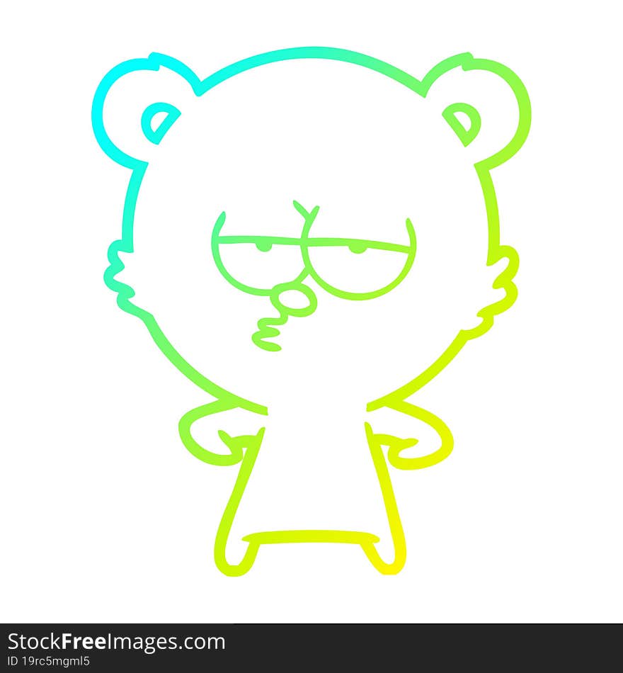 cold gradient line drawing bored polar bear cartoon