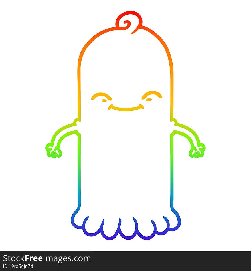 rainbow gradient line drawing cartoon ghost