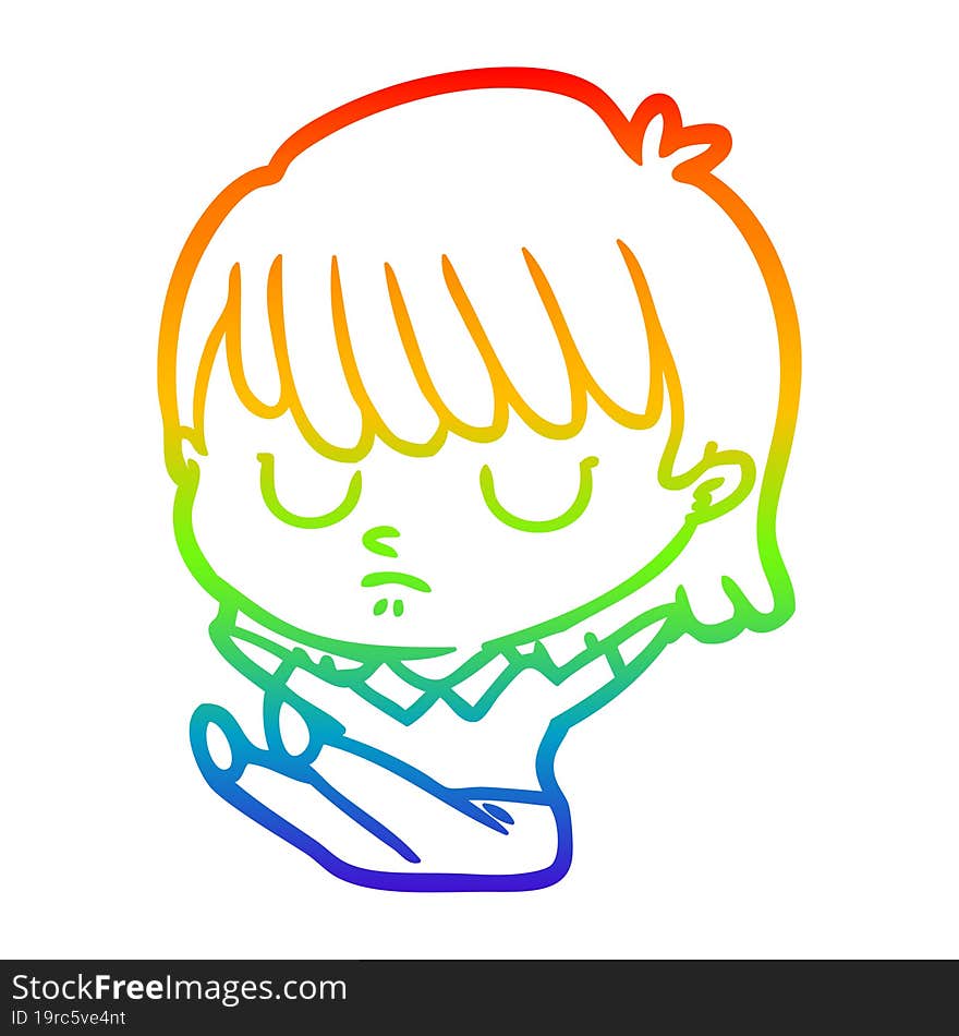 rainbow gradient line drawing of a cartoon woman