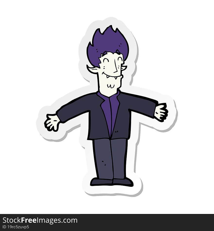 Sticker Of A Cartoon Happy Vampire