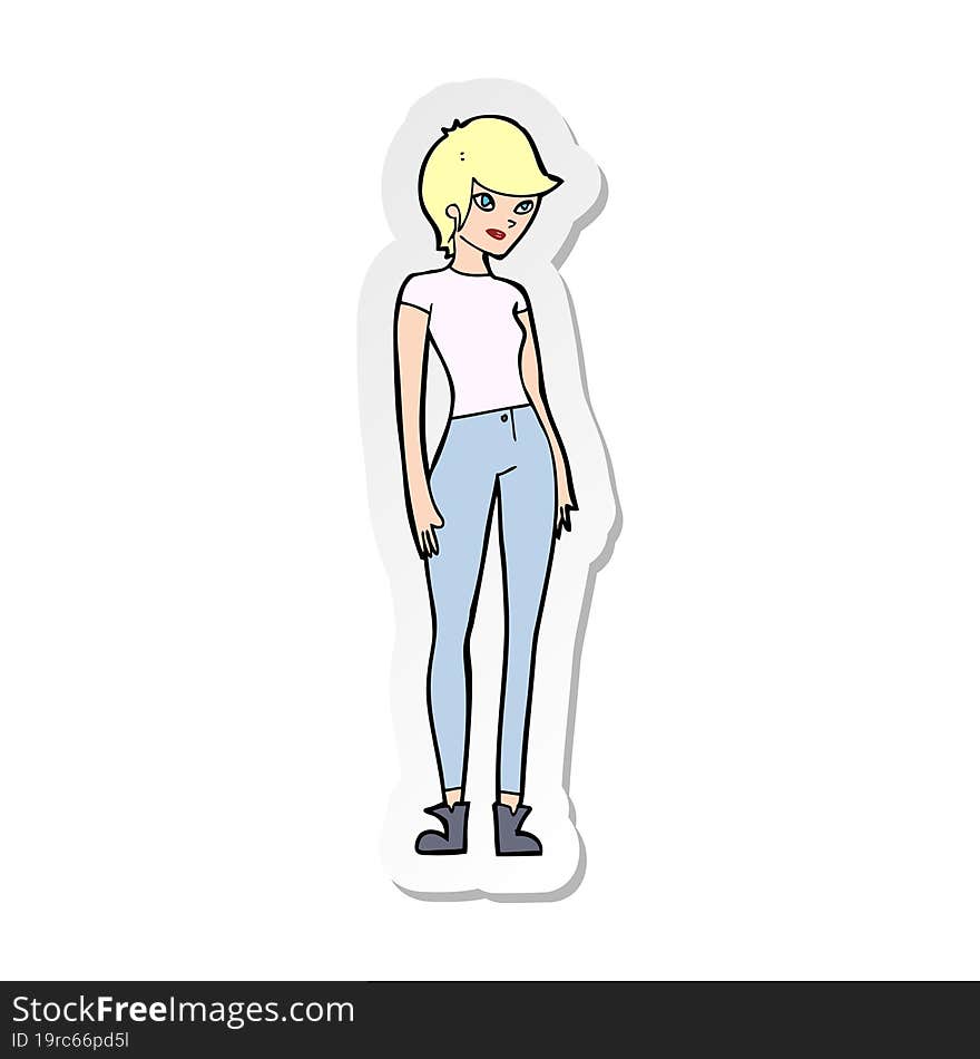 sticker of a cartoon modern attractive woman