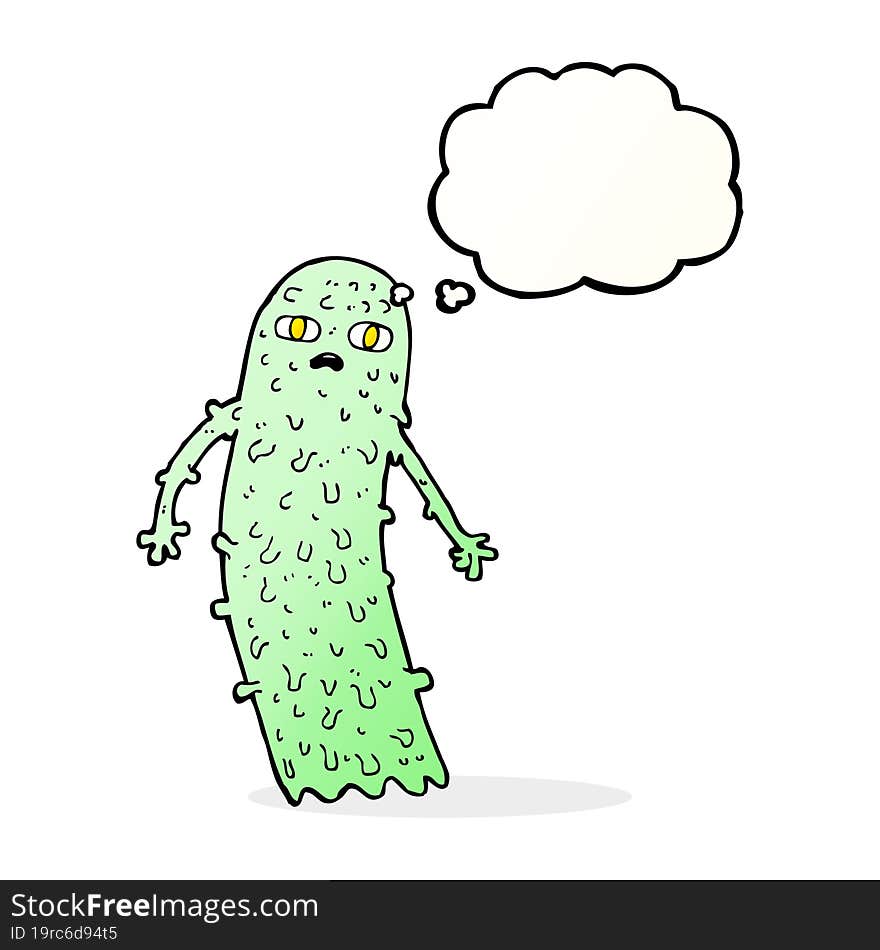 cartoon spooky ghost with thought bubble