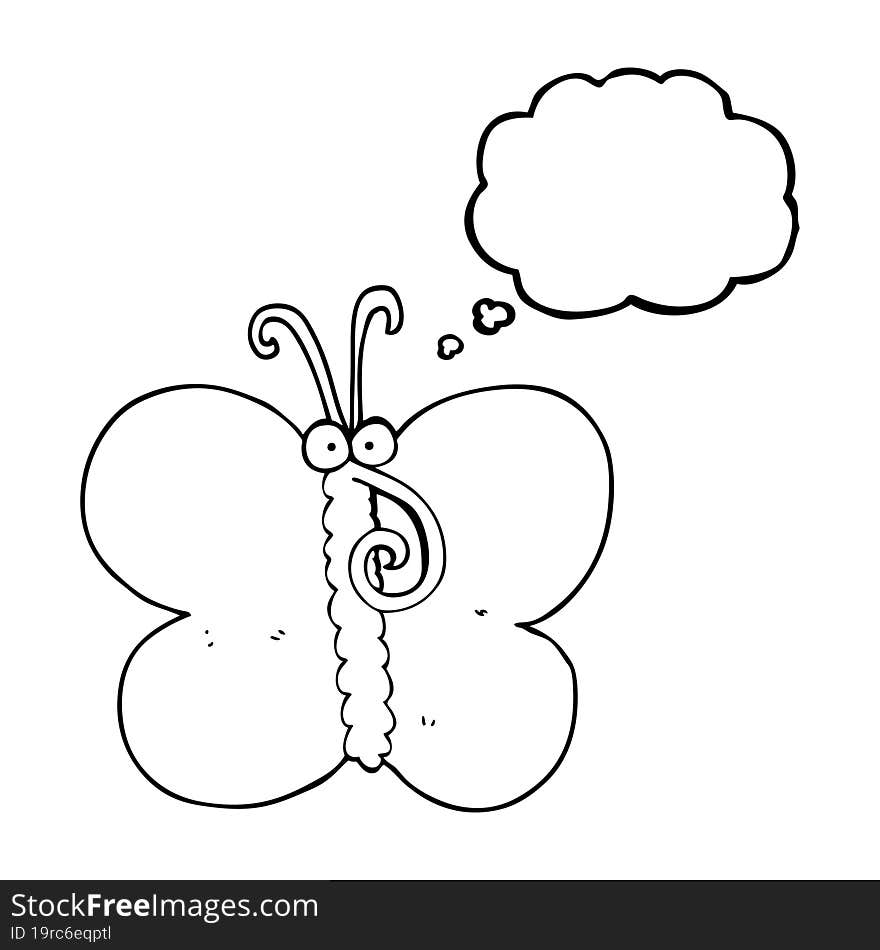 freehand drawn thought bubble cartoon butterfly