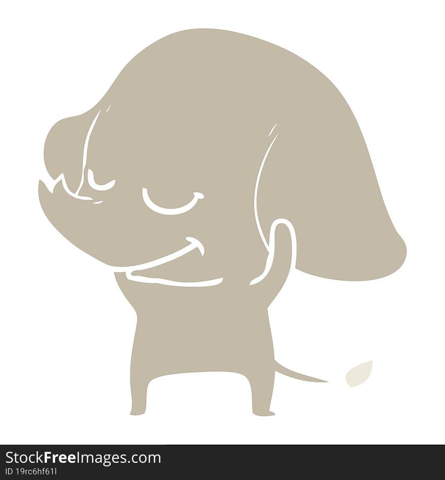 flat color style cartoon smiling elephant