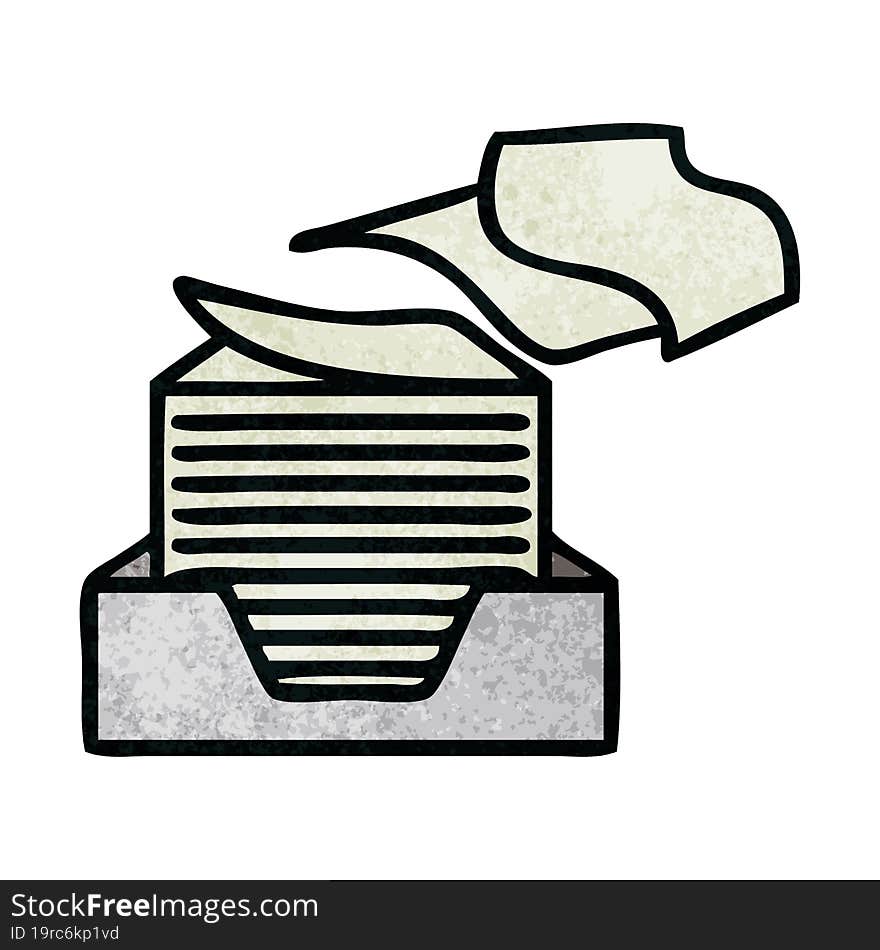 retro grunge texture cartoon of a stack of office papers