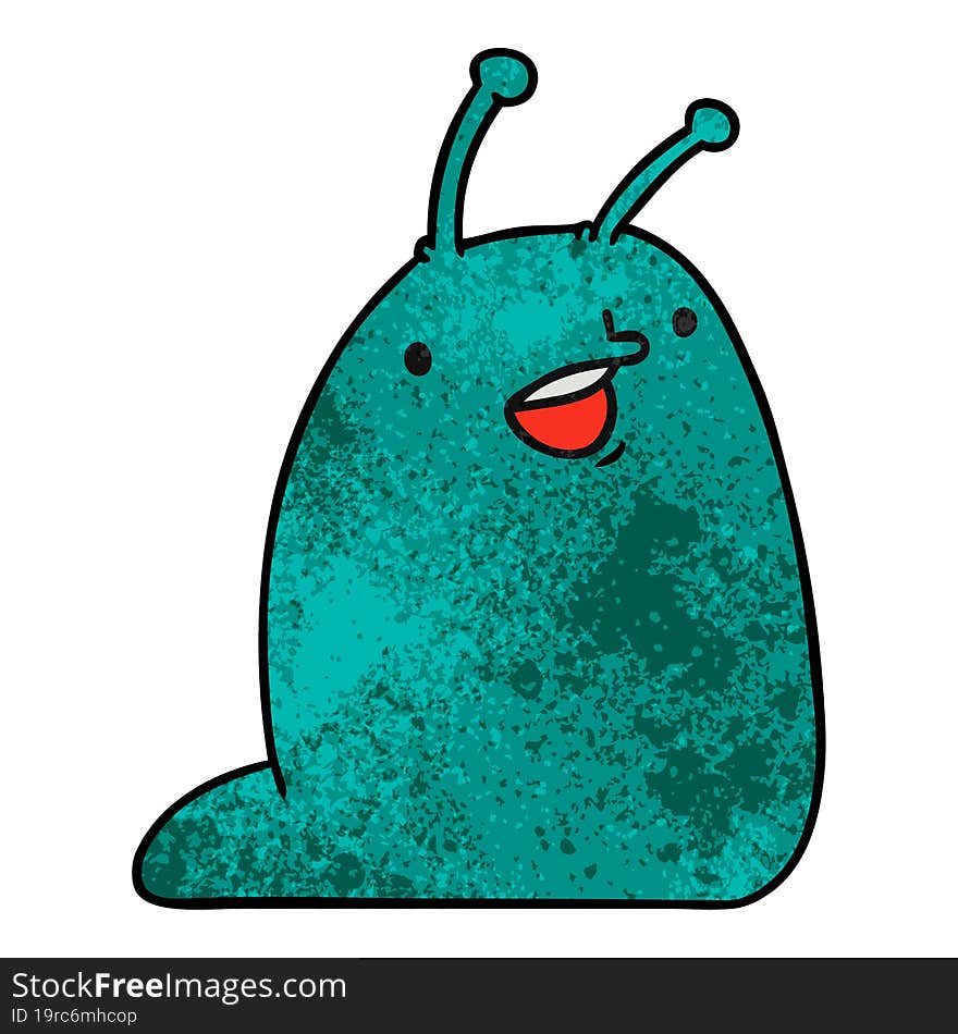 textured cartoon of a cute kawaii slug