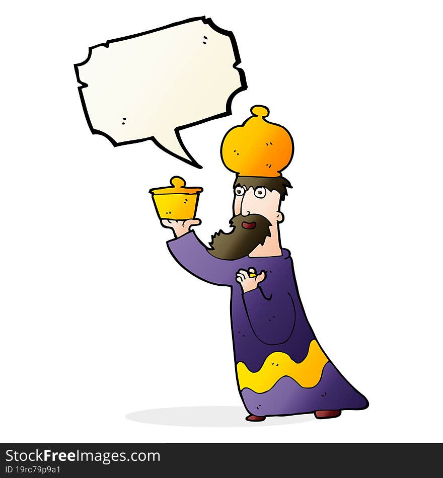 one of the three wise men with speech bubble