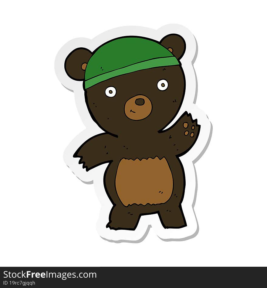 Sticker Of A Cute Cartoon Black Bear