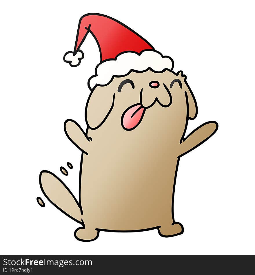 hand drawn christmas gradient cartoon of kawaii dog