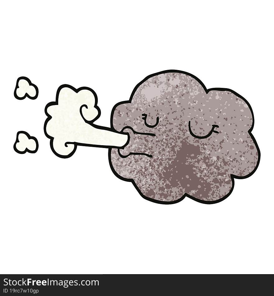 cartoon doodle cloud blowing a gale