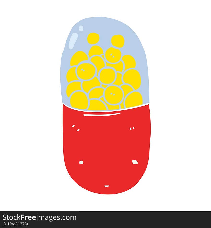 Flat Color Style Cartoon Pill