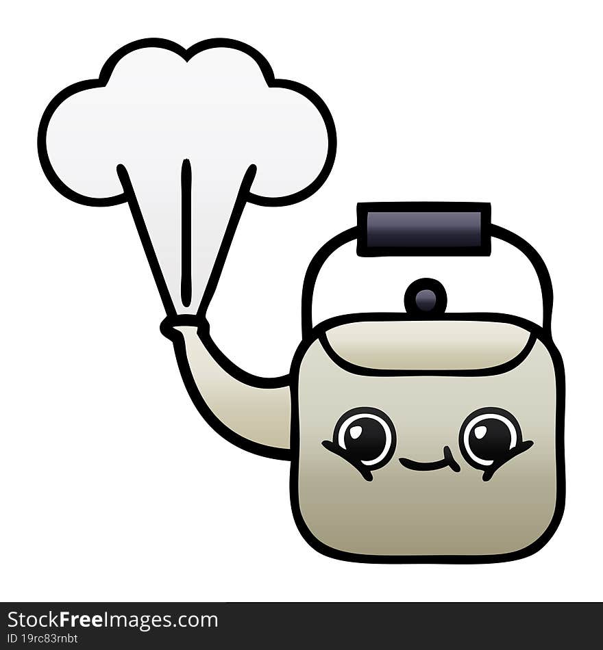 gradient shaded cartoon steaming kettle